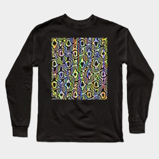 Blue and Yellow Abstract Aesthetic ribbon Pattern Long Sleeve T-Shirt